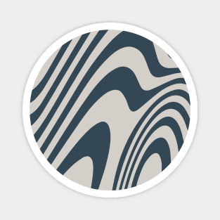 Blue Grey Zebra Grooves Abstract Pattern Art Magnet